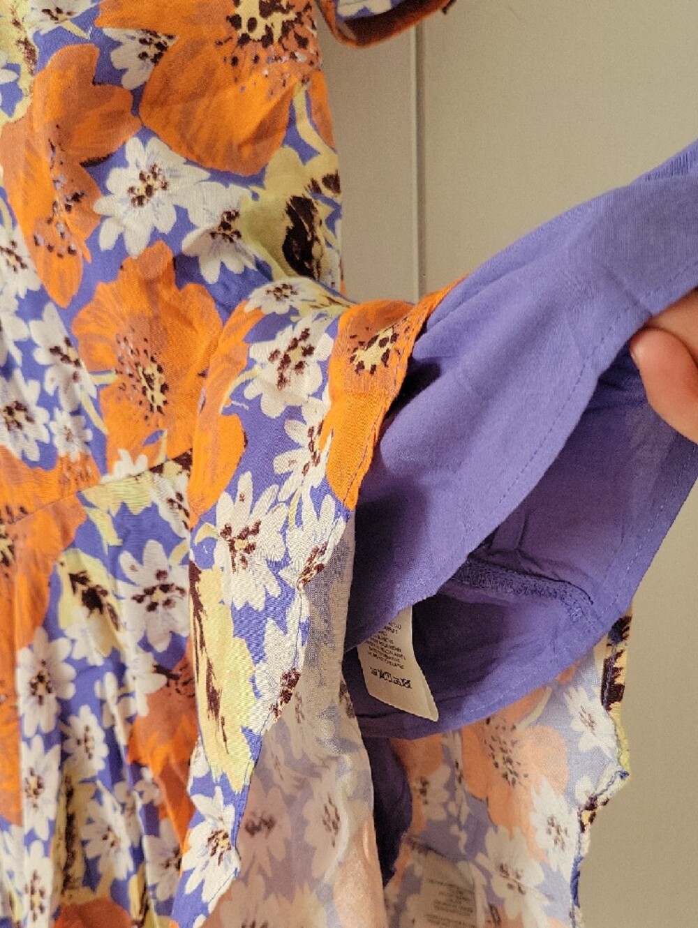 Free People Orange & Blue Floral Mini Dress - Picture 7 of 10